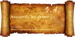 Veszprémi Andor névjegykártya