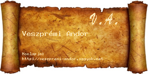Veszprémi Andor névjegykártya